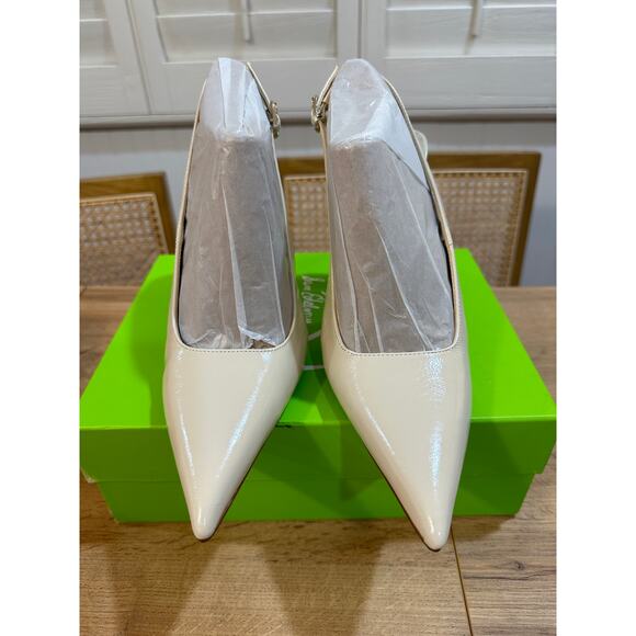 Sam Edelman Odette Heel Alpine Ivory Leather Upper Size 8 NIB Dressy Flared Heel - Picture 4 of 13